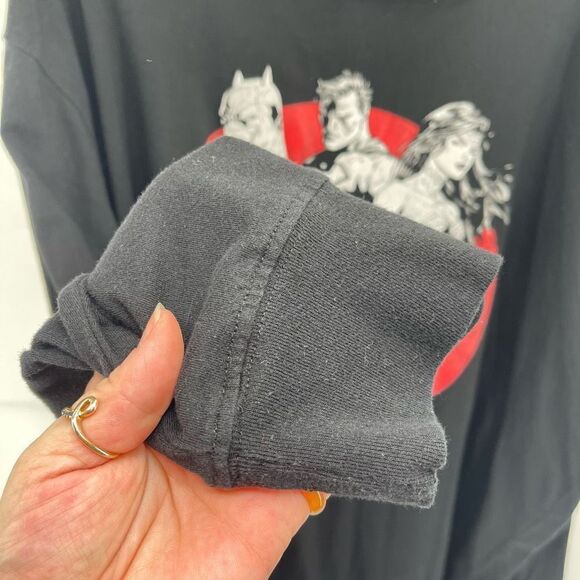 Justice League Mens Pullover Hoodie Super Man Wonder Woman Batman Black Size 2XL - Picture 3 of 8